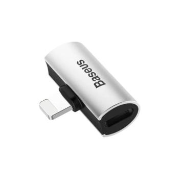 2in1 audio / HF adapter, iPhone 8pin - 2X iPhone 8pin, fekete-ezüst, Baseus CAL46-S1 kép