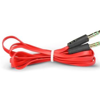 3,5 - 3,5 mm jack audio kábel 1 m-es lapos vezetékkel - piros/fekete kép
