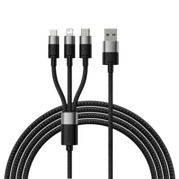 3in1 USB - micro USB / Lightning / USB C 3.5A 1.2m kábel Baseus StarSpeed - fekete kép