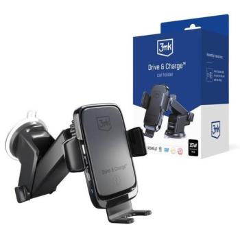 3MK Drive&amp;Charge 15W autó szellőzőrácsra szerelhető indukciós telefontöltő kép