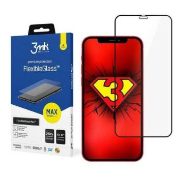 3MK FlexibleGlass Max iPhone 12/12 Pro 6,1&quot; fekete, hibrid üveg képernyővédő fólia megerősített élekkel kép