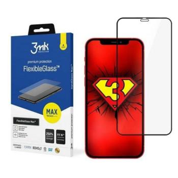 3MK FlexibleGlass Max iPhone 12 mini 5,4&quot; fekete, hibrid üveg képernyővédő fólia megerősített élekkel kép