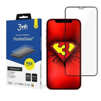3MK FlexibleGlass Max iPhone 12 Pro Max 6,7&quot; fekete, hibrid üveg képernyővédő fólia megerősített élekkel kép