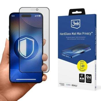 3mk HardGlass Matt Max Privacy betekintésvédett edzett üveg iPhone 15 Pro kép