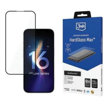 3mk HardGlass Max edzett üveg kijelzővédő fekete szegéllyel iPhone 16 kép