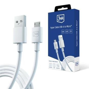 3mk Hyper Cable USB-A - microUSB kábel 1.2m 5V 2.4A fehér kép