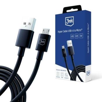 3mk Hyper Cable USB-A - microUSB kábel 1.2m 5V 2.4A fekete kép