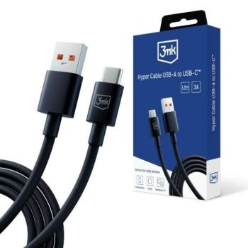 3mk Hyper Cable USB-A - Type-C kábel 1.2m 5A fekete kép