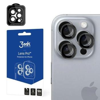 3mk Lens Protection Pro kamera lencse védő edzett üveg fekete szegéllyel iPhone 16 Pro/ 16 Pro Max kép