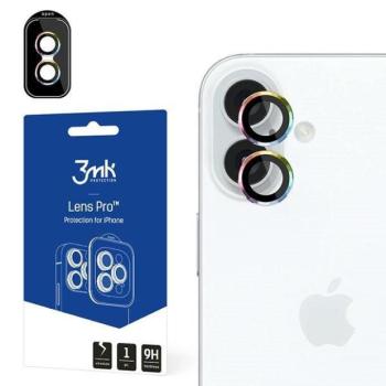 3mk Lens Protection Pro kamera lencse védő edzett üveg szivárvány színű szegéllyel iPhone 16/ 16 kép
