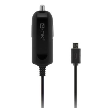 4-OK autós töltő (5V / 1000mA + beépített microUSB kábel) FEKETE Evolveo Strongphone Q5, Blackberry DTEK50 , Vodafone Smart turbo 7 (VFD500), HTC Desire 825, HTC One S9, Alcatel OT-2008G, Huawei kép