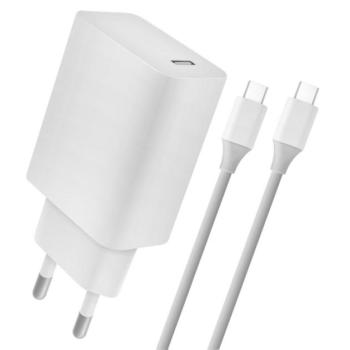 4-OK hálózati töltő Type-C aljzat (5V / 2400mA, 18W, PD gyorstöltés támogatás + Type-C kábel) FEHÉR Asus Zenfone 3 5.5 (ZE552KL), Honor 8, Sony Xperia X Compact (F5321), Sony Xperia XZ (F833 kép