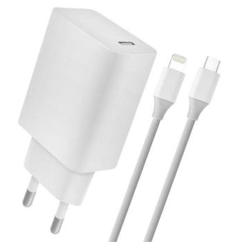 4-OK hálózati töltő Type-C aljzat (5V / 2400mA, 18W, PD gyorstöltés támogatás + Type-C - lightning 8pin kábel) FEHÉR Apple iPhone 7 4.7, Apple iPhone 7 Plus 5.5, Apple IPAD mini 4, Apple IPA kép