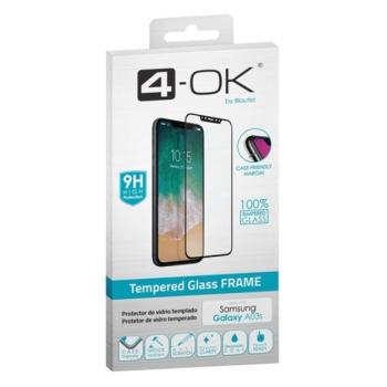 4-OK képernyővédő üveg (3D, íves, karcálló, tokbarát, ujjlenyomat olvasó, 9H) FEKETE Samsung Galaxy A03s (SM-A037F) kép