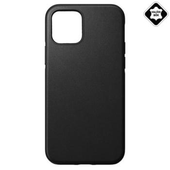 4-OK műanyag telefonvédő (valódi bőr hátlap, mikrofiber plüss karcolásmentesítő belső, prémium) FEKETE Apple iPhone 12 Pro Max kép