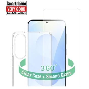 4smarts 360° Protection Samsung Galaxy S25 Edge kijelzővédő üvegfólia / szilikon tok szett, átlátszó kép
