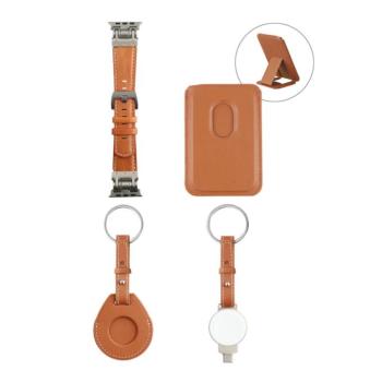 4smarts Apple kiegészítő szett, Airtag tartó, MagSafe kártyatartó, Apple Watch szíj, Airtag tok, barna kép