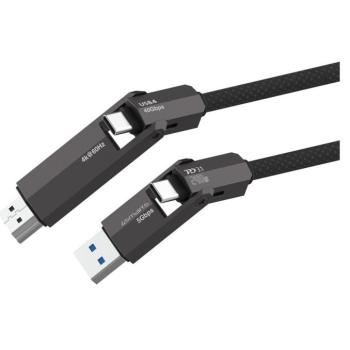 4smarts ComboCord fonott USBN4 HDMI / USB-C-USB-C töltő és adatkábel, 240W, 1,5m, fekete kép