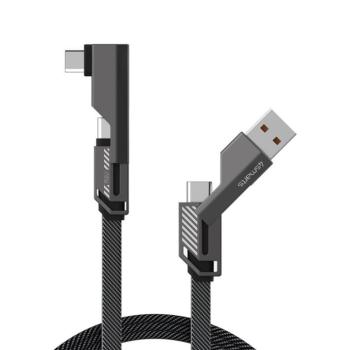 4smarts ComboCord USB-C / USB-C / USB-A töltő és adatkábel, 240W, 1,5m, szürke kép