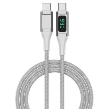 4smarts DigitCord USB-C / USB-C töltő- és adatkábel kijelzővel 1,5m, fehér kép