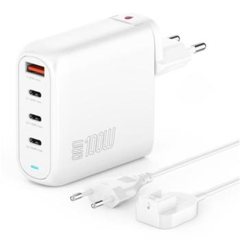 4smarts GaN Flex Pro töltő adapter 3xUSB-C + 1 USB-A, 100W, fehér kép