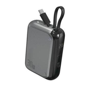 4smarts powerbank 10000mAh 30W integrált 15cm USB-C kábellel űrszürke kép