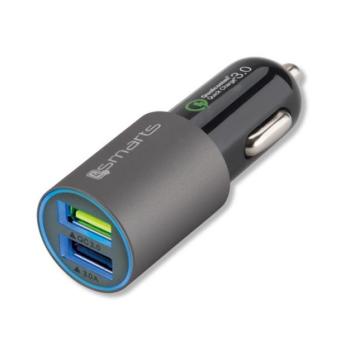 4smarts Rapid autós szivargyújtó gyorstöltő adapter 2xUSB, QC 3.0, 3.1A, 30W matt-szürke kép
