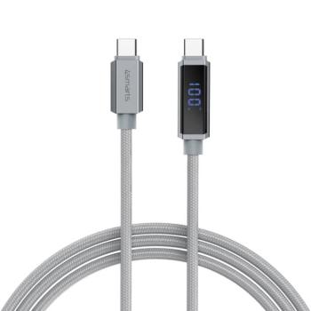 4smarts RGBCord USB-C / USB-C töltő és adatkábel digitális kijelzővel, 100W, 1.5m, szürke kép