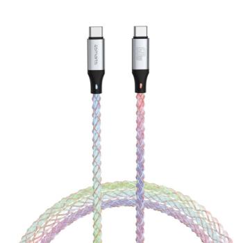 4smarts RGBCord USB-C / USB-C töltő és adatkábel, RGB világítással, 60W, 1.5m, színes kép