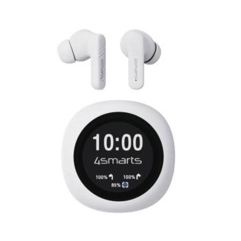4smarts SkyBuds Screen Pro ANC vezeték nélküli fülhallgató aktív zajszűréssel, digitális kijelzővel, fehér kép