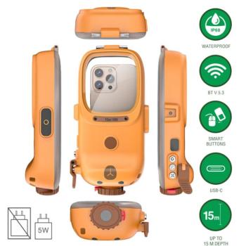 4smarts Stark univerzális vízálló telefon tartó tok, max. 15m mélységig, narancs kép