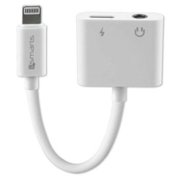 4smarts Töltőkábel Audio Splitter Lightning - Lightning + 3.5mm AUX fehér 468673 kép