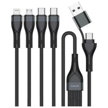 4smarts USB-A/Type-C - Type-C/Lightning/micro USB kábel 1.2m - fekete kép