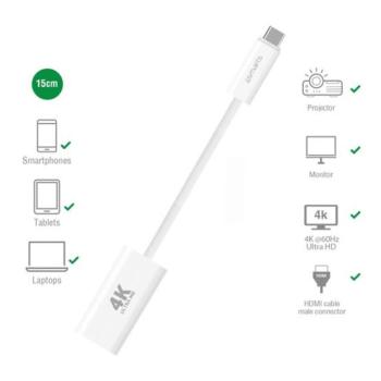 4smarts USB-C - HDMI adapter 15cm, fehér kép