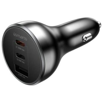 4smarts VoltRoad Ultimate autós töltő 1xUSB-A és 2xUSB-C csatlakozással 160W - fekete kép
