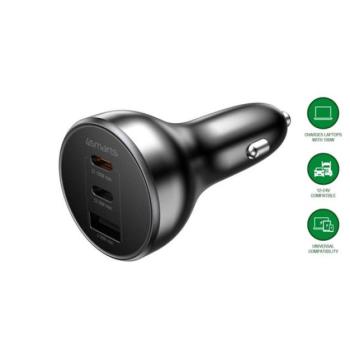 4smarts VoltRoad Ultimate USB-A-2xUSB-C autós töltő, 160W, fekete kép