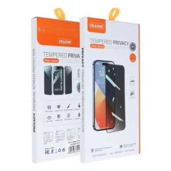 6D Pro Veason adatvédelmi üveg - Iphone 13 Pro / 14 fekete fólia kép