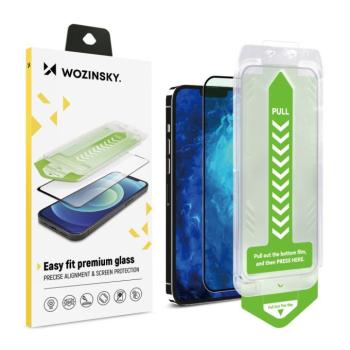 9H edzett üveg, rögzítőkerettel iPhone 14 Plus Wozinsky Premium Glass - fekete fólia kép