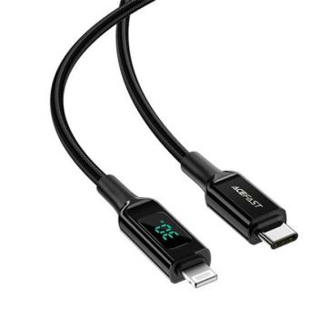 Acefast C6-01 USB-C / Lightning töltő- és adatkábel, MFI, 30W, 1,2m, fekete kép