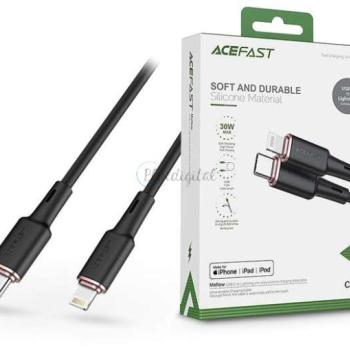 ACEFAST Type-C - Lightning töltő- és adatkábel 1,2 m-es vezetékkel - ACEFAST C2-01 Mellow Charging Data Cable - 30W - fekete (Apple MFI engedélyes) kép