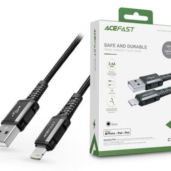 ACEFAST USB-A - Lightning töltő- és adatkábel 1,2 m-es vezetékkel - 5V/2,4A - ACEFAST C1-02 Acewire Pro Charging Data Cable - fekete (Apple MFI engedélyes) kép