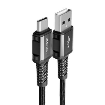 AceFast USB kábel - USB Type-c 1,2 m, 3A fekete (C1-04 fekete) kép