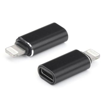 Adapter (Type-C aljzat - lightning 8pin) FEKETE Apple iPhone 7 4.7, Apple iPhone 7 Plus 5.5, Apple IPAD mini 4, Apple IPAD Pro 12.9 (2015), Apple iPhone 6S 4.7, Apple iPhone 6S Plus 5.5, Apple IPAD 9. kép