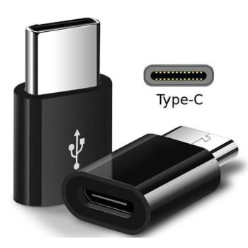 Adapter, USB Type-C - microUSB átalakító, Forever, fekete kép