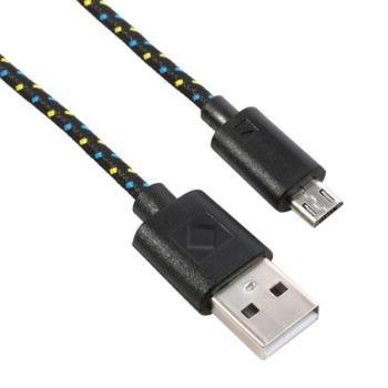 Adatkábel és töltő (USB - microUSB, 200cm, szőtt / cipőfűző minta) FEKETE Evolveo Strongphone Q5, Blackberry DTEK50 , Vodafone Smart turbo 7 (VFD500), HTC Desire 825, HTC One S9, Alcatel OT-20 kép