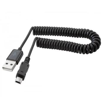 Adatkábel és töltő (USB - miniUSB adapter, spirálkábel 38-100cm) FEKETE Nokia 3110 (1997), Motorola V3, Ericsson V800, Ericsson Z1010, Ericsson Z800, BlackBerry 7230, BlackBerry 7290, Motorola L kép