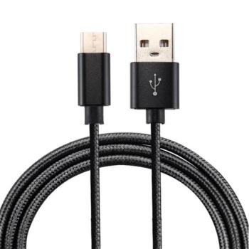 Adatkábel és töltő (USB - Type-C, 100cm, szőtt / cipőfűző minta) FEKETE Asus Zenfone 3 5.5 (ZE552KL), Honor 8, Sony Xperia X Compact (F5321), LG V20 (H990), Huawei Nova, Blackberry DTEK60, Goo kép