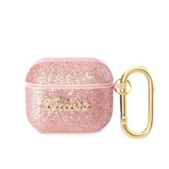 Airpods 3 szilikon tok akasztóval, pink / csillámos, GUESS GUA3HGGSHP kép
