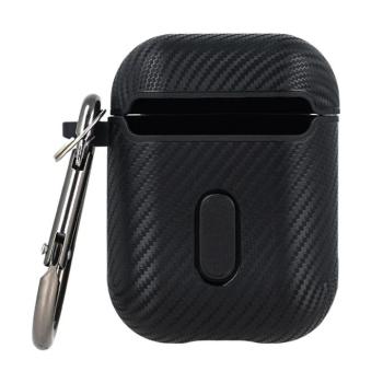 Airpods 3 TPU tok akasztóval, carbon mintás, fekete, Carbon kép