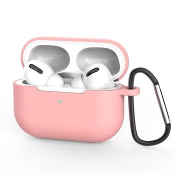 Airpods Pro Silicone puha tok fejhallgatóhoz + Kulcstartó karabiner medál rózsaszín (D) kép
